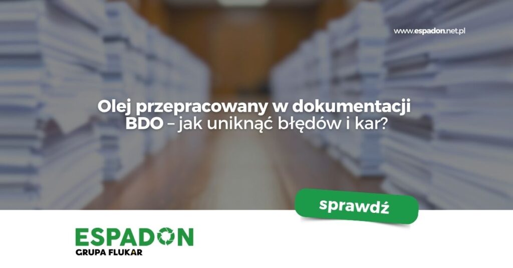 olej przepracowany w ewidencji bdo